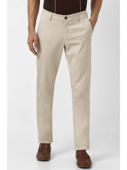 Van Heusen - Men Beige Solid Slim Fit Trousers