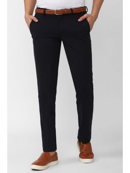 Van Heusen - Men Black Solid Slim Fit Trousers