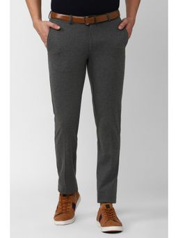 Van Heusen - Men Grey Textured Slim Fit Trousers