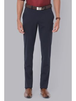 Van Heusen - Men Navy Solid Slim Fit Trousers