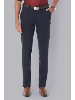 Van Heusen - Men Navy Solid Slim Fit Trousers