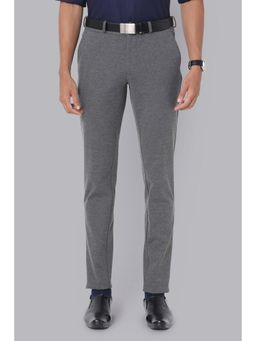 Van Heusen - Men Grey Textured Slim Fit Trousers