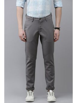 Van Heusen - Men Grey Solid Slim Fit Trousers