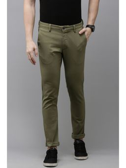 Van Heusen - Men Olive Solid Slim Fit Trousers