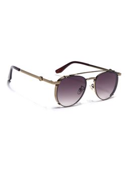 Voyage - Unisex Round Brown Lens Gold Frame Sunglasses - MG7537 (51)