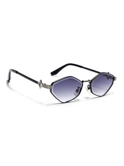 Voyage - Unisex Irregular Grey Lens Black Frame Sunglasses - MG7521 (52)