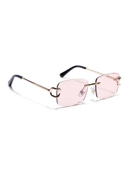 Voyage - Unisex Rectangle Pink Lens Gold Frame Sunglasses - MG7528 (52)
