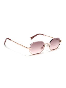 Voyage - Unisex Irregular Pink Lens Gold Frame Sunglasses - MG7514 (51)