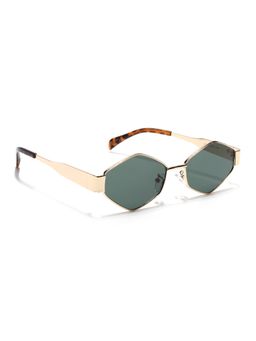 Voyage - Unisex Irregular Green Lens Gold Frame Sunglasses - MG7392 (55)
