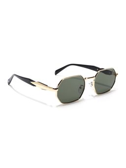 Voyage - Unisex Rectangle Green Lens Gold Frame Sunglasses - MG7387 (56)