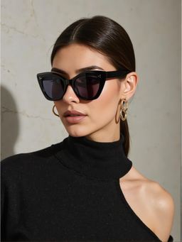 TED SMITH - Women Cat Eye Black UV Protected Sunglasses