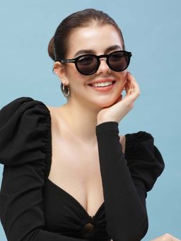 RESIST EYEWEAR - UV Protected Black Round Sunglasses (48)