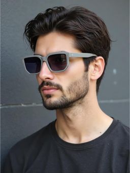 TED SMITH - Unisex Square UV Protected Black Lens Sunglasses