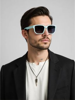 TED SMITH - Unisex Square UV Protected Black Lens Sunglasses