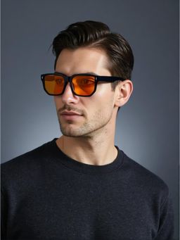 TED SMITH - Unisex Square UV Protected Orange Lens Sunglasses