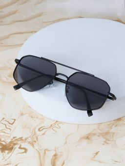 TED SMITH - Unisex Aviator Rhombus Black Sunglasses With UV Protected Lenses