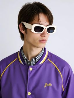 TED SMITH - Unisex Rectangle Beige Black Sunglasses With UV Protected Lenses