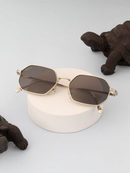 TED SMITH - Unisex Irregular Silver Black Sunglasses With UV Protected Lenses