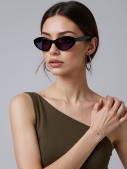 TED SMITH - Unisex Cat Eye Black Sunglasses With UV Protected Lenses