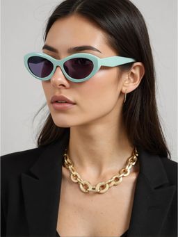 TED SMITH - Unisex Cat Eye Aqua Black Sunglasses With UV Protected Lenses