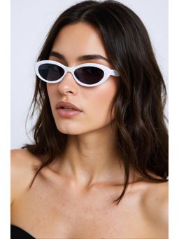 TED SMITH - Unisex Cat Eye White Black Sunglasses With UV Protected Lenses