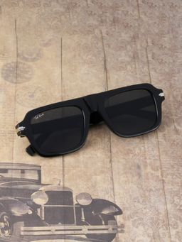 TED SMITH - Unisex Square UV Protected Black Lens Sunglasses
