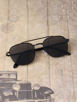 TED SMITH - Unisex Aviator Black Sunglasses With UV Protected Lenses