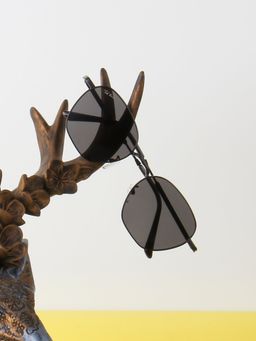 TED SMITH - Unisex Irregular Black Sunglasses With UV Protected Lenses