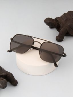 TED SMITH - Unisex Aviator Square Black Sunglasses With UV Protected Lenses