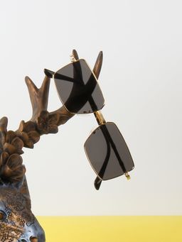 TED SMITH - Unisex Square UV Protected Black Lens Sunglasses