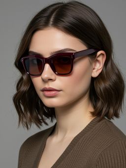 TED SMITH - Women Square UV Protected Brown Lens Sunglasses