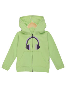 The Mom Store - Kids Cotton Zipper Jacket With Brushed Fleece - Neon