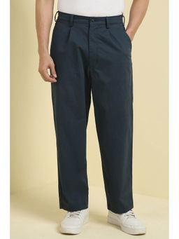 Allen Solly - Men Navy Blue Regular Fit Solid Casual Trousers