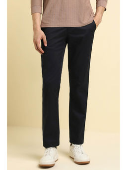 Allen Solly - Men Navy Blue Regular Fit Solid Casual Trousers