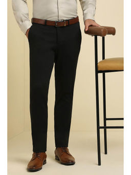 Allen Solly - Men Black Crop Fit Textured Formal Trousers
