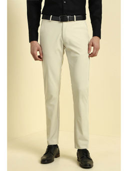 Allen Solly - Men Beige Slim-Fit Solid Formal Trousers