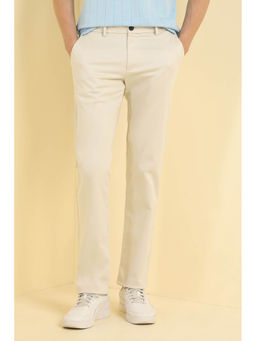 Allen Solly - Men Beige Regular Fit Textured Casual Trousers