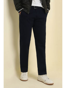 Allen Solly - Men Navy Blue Regular Fit Textured Casual Trousers