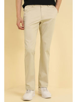Allen Solly - Men Beige Regular Fit Textured Casual Trousers