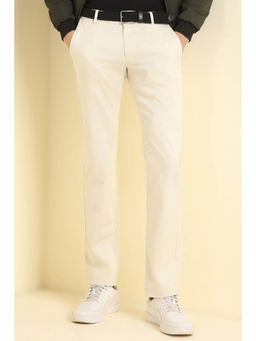 Allen Solly - Men Beige Slim Fit Solid Casual Trousers