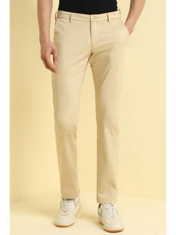 Allen Solly - Men Beige Slim Fit Textured Casual Trousers