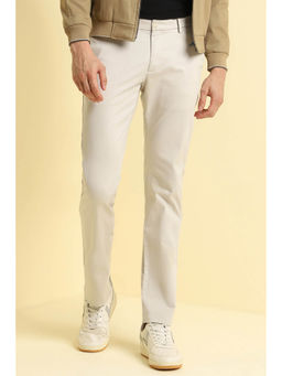 Allen Solly - Men White Slim Fit Textured Casual Trousers