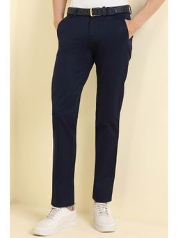 Allen Solly - Men Navy Blue Slim Fit Solid Casual Trousers