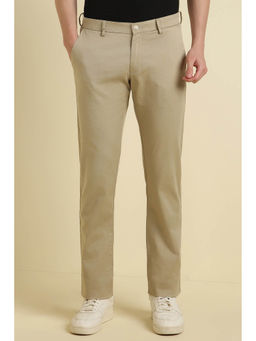 Allen Solly - Men Beige Slim Fit Textured Casual Trousers