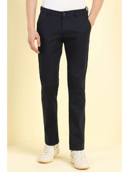 Allen Solly - Men Navy Blue Slim Fit Textured Casual Trousers