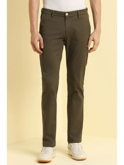 Allen Solly - Men Olive Slim Fit Textured Casual Trousers