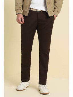 Allen Solly - Men Brown Slim Fit Solid Casual Trousers