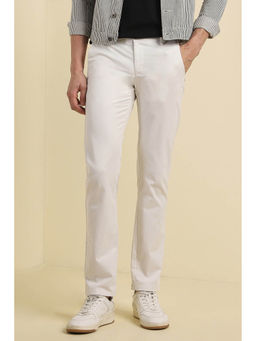 Allen Solly - Men Cream Slim Fit Solid Casual Trousers