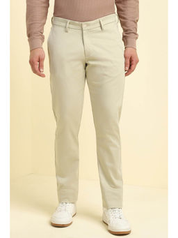 Allen Solly - Men Beige Slim Fit Solid Casual Trousers