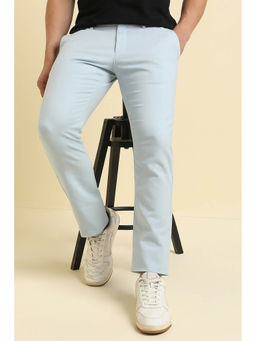 Allen Solly - Men Light Blue Slim Fit Solid Casual Trousers
